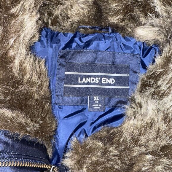 LANDS' END XL (18) Navy Blue Insulated Puffer Coat Parka - Picture 5 of 16